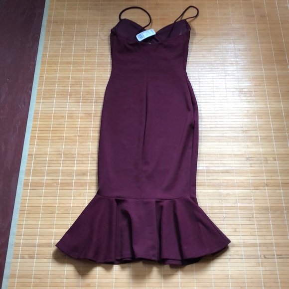 Burgundy wiggle dress mermaid dress F21 - Picture 2 of 7